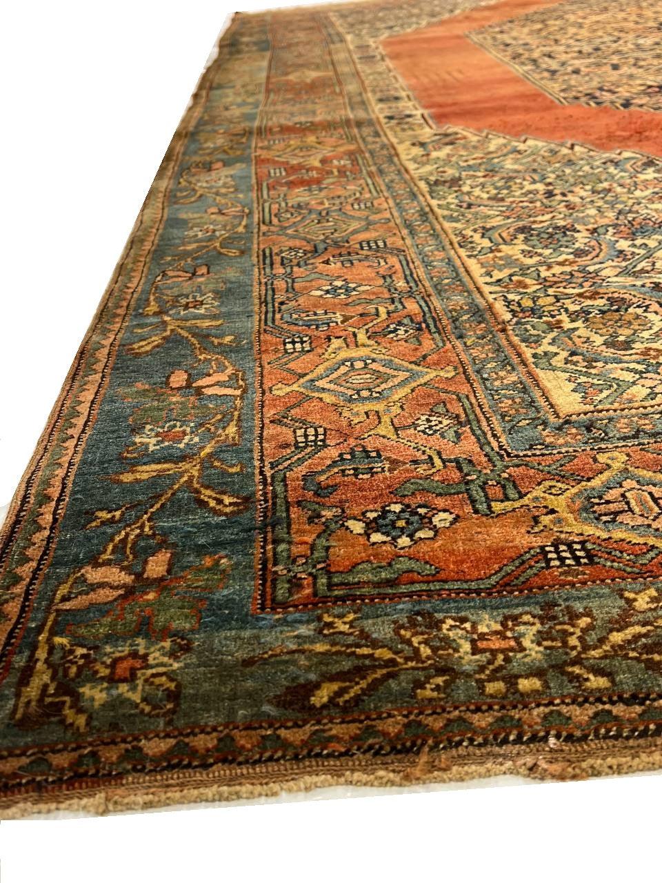 Canvello Circa 1870 Handmade Rust Silkroad Antique Bidjar Rug - 7'9" X 11'6 - Canvello