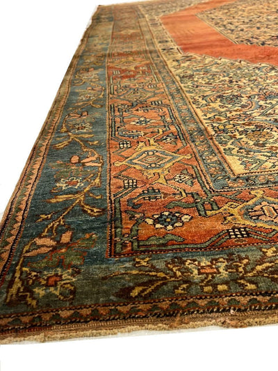 Canvello Circa 1870 Handmade Rust Silkroad Antique Bidjar Rug - 7'9" X 11'6 - Canvello