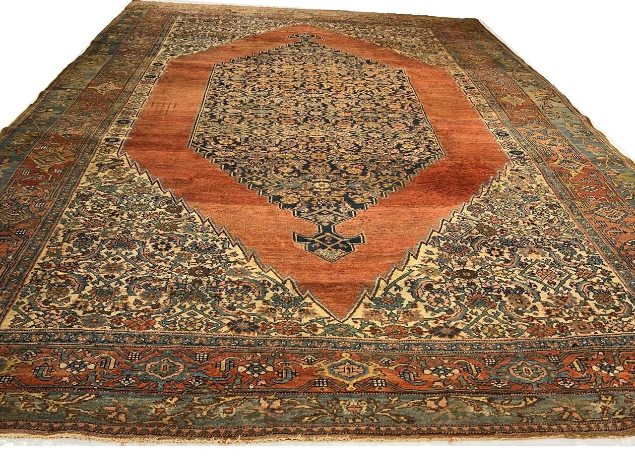 Canvello Circa 1870 Handmade Rust Silkroad Antique Bidjar Rug - 7'9" X 11'6 - Canvello