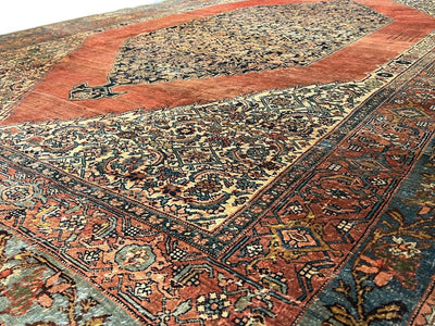 Canvello Circa 1870 Handmade Rust Silkroad Antique Bidjar Rug - 7'9" X 11'6 - Canvello