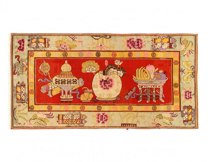 Canvello circa 1880 Fine Vintage Khotan rug - 4'4" x 9'1"