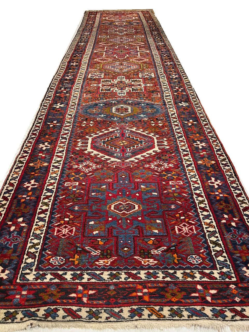 Canvello Circa 1920 Handmade Antique Silkroad Karajeh Runner - 4' X 17' - Canvello