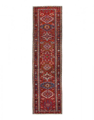 Canvello Circa 1920 Handmade Antique Silkroad Karajeh Runner - 4' X 17' - Canvello