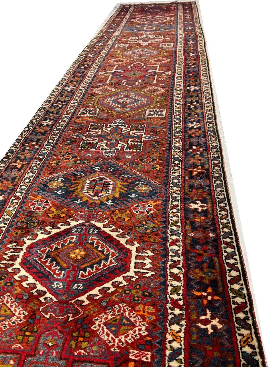 Canvello Circa 1920 Handmade Antique Silkroad Karajeh Runner - 4' X 17' - Canvello