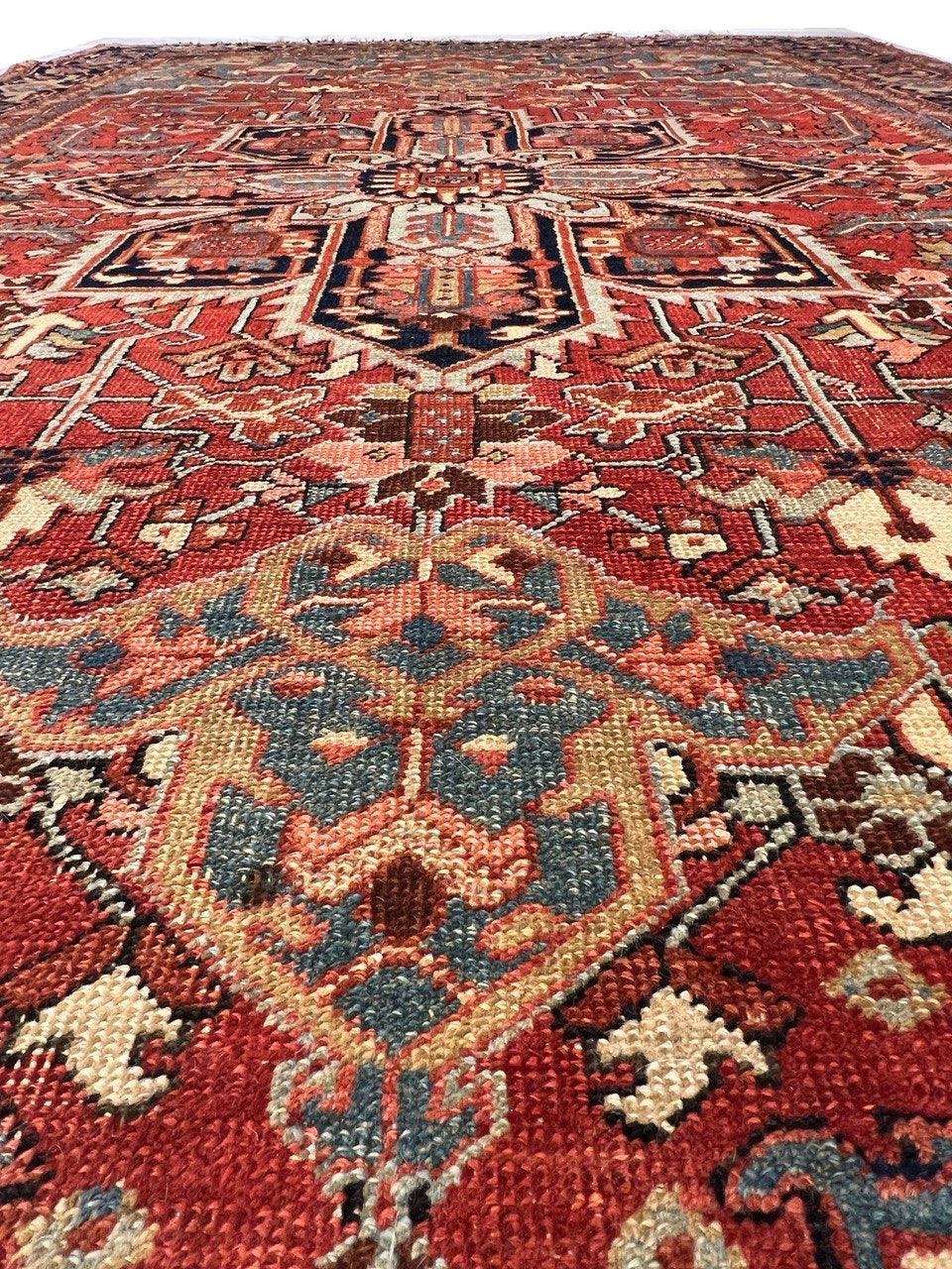 Canvello Circa 1920 Rust Silkroad Antique Heriz Rug - 7'5" X 11' - Canvello