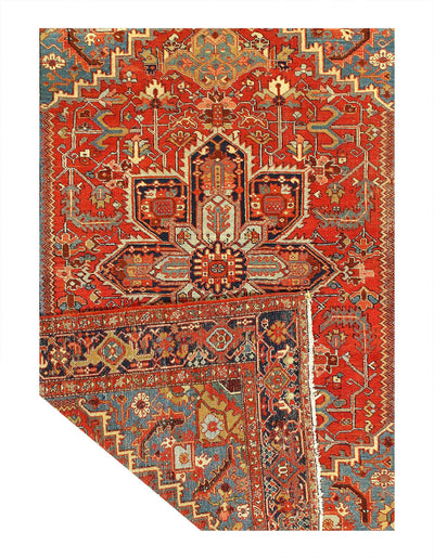 Canvello Circa 1920 Rust Silkroad Antique Heriz Rug - 7'5" X 11' - Canvello