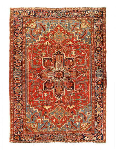 Canvello Circa 1920 Rust Silkroad Antique Heriz Rug - 7'5" X 11' - Canvello