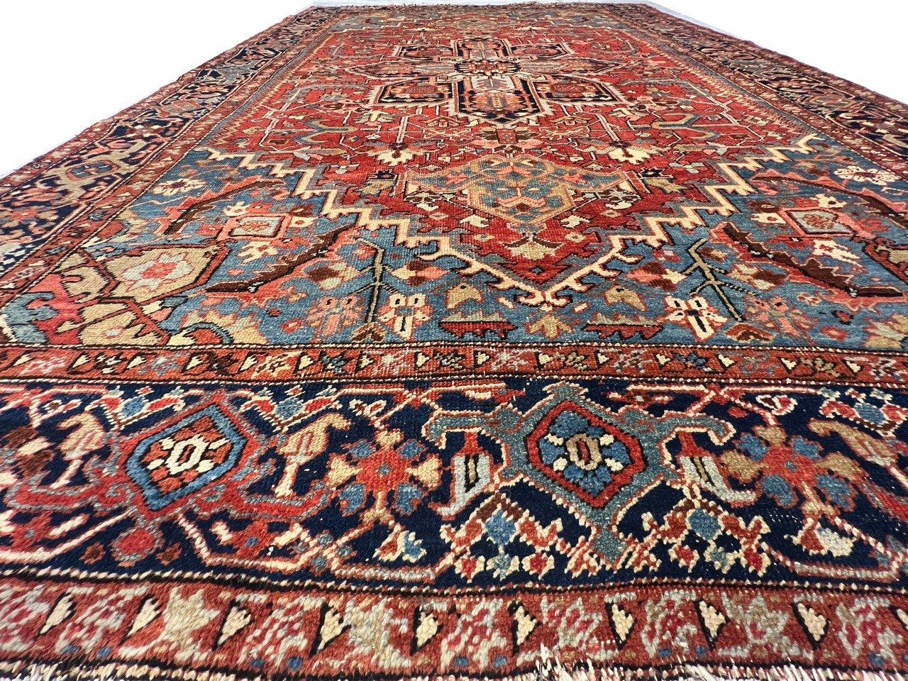 Canvello Circa 1920 Rust Silkroad Antique Heriz Rug - 7'5" X 11' - Canvello