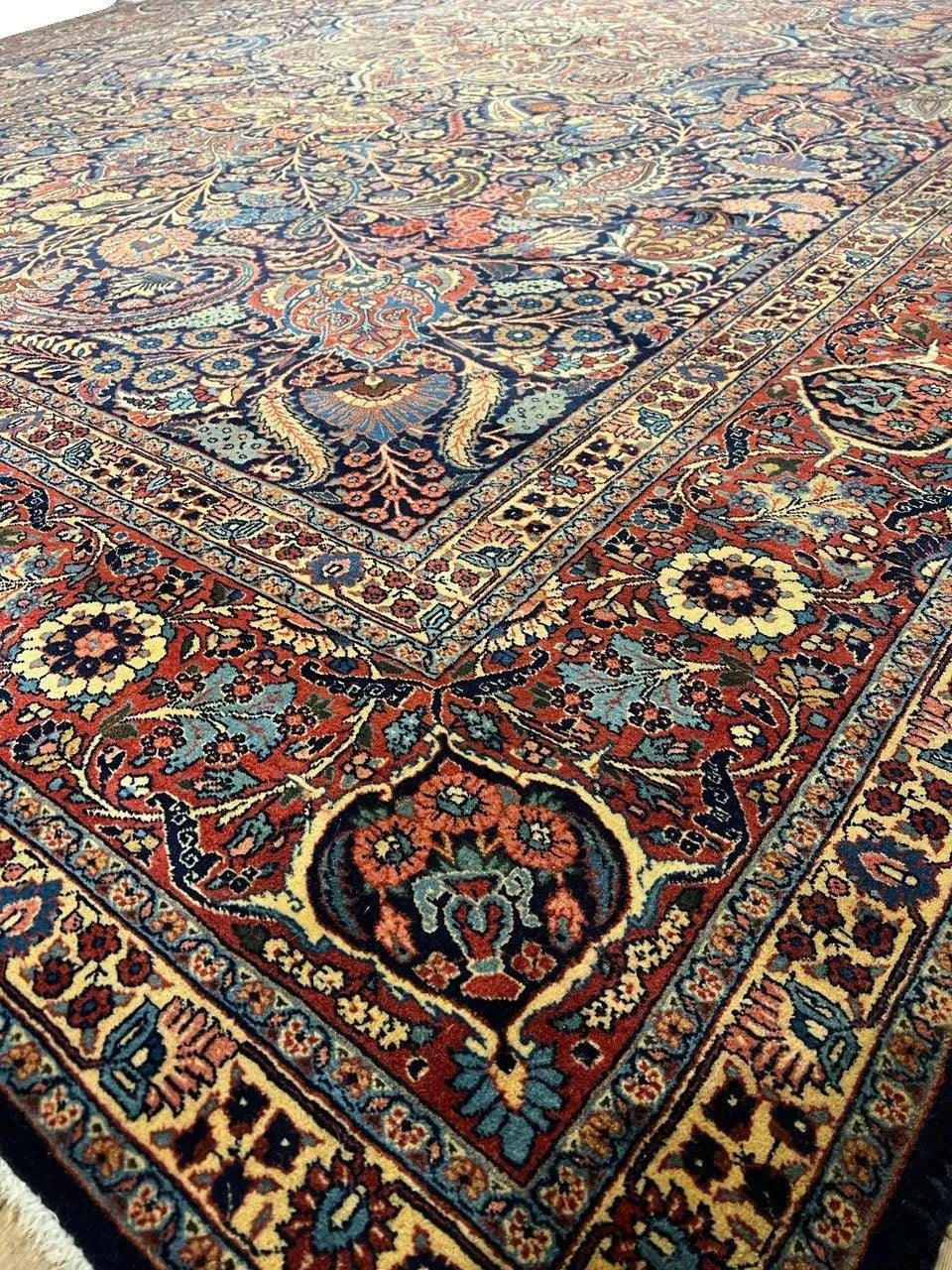 Canvello Circa 1930 Hand Knotted Antique Kashan Rug - 13' X 18' - Canvello