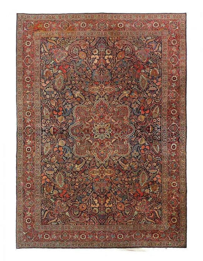 Canvello Circa 1930 Hand Knotted Antique Kashan Rug - 13' X 18'
