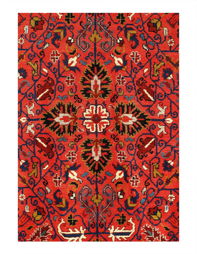 Canvello Circa 1950 Rose Antique Heriz Rug - 5' X 7' - Canvello