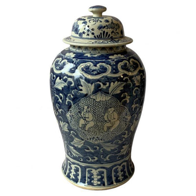 Canvello Contemporary Extra Large Chinese Blue and White Ginger Jar - Canvello