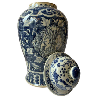 Canvello Contemporary Extra Large Chinese Blue and White Ginger Jar - Canvello