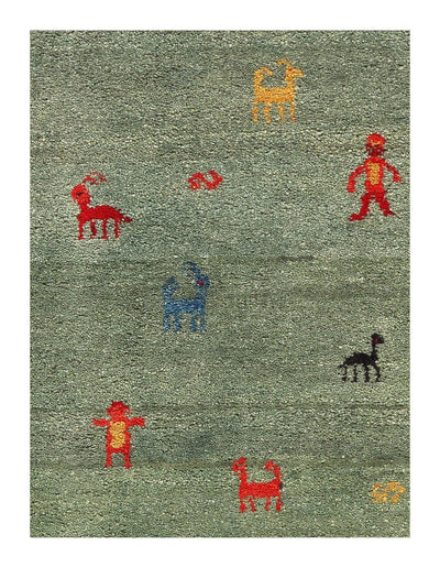 Canvello Contemporary Indo Gabbeh Handmade Wool Rug for Living Room Aesthetic - 8′6" × 10′ - Canvello