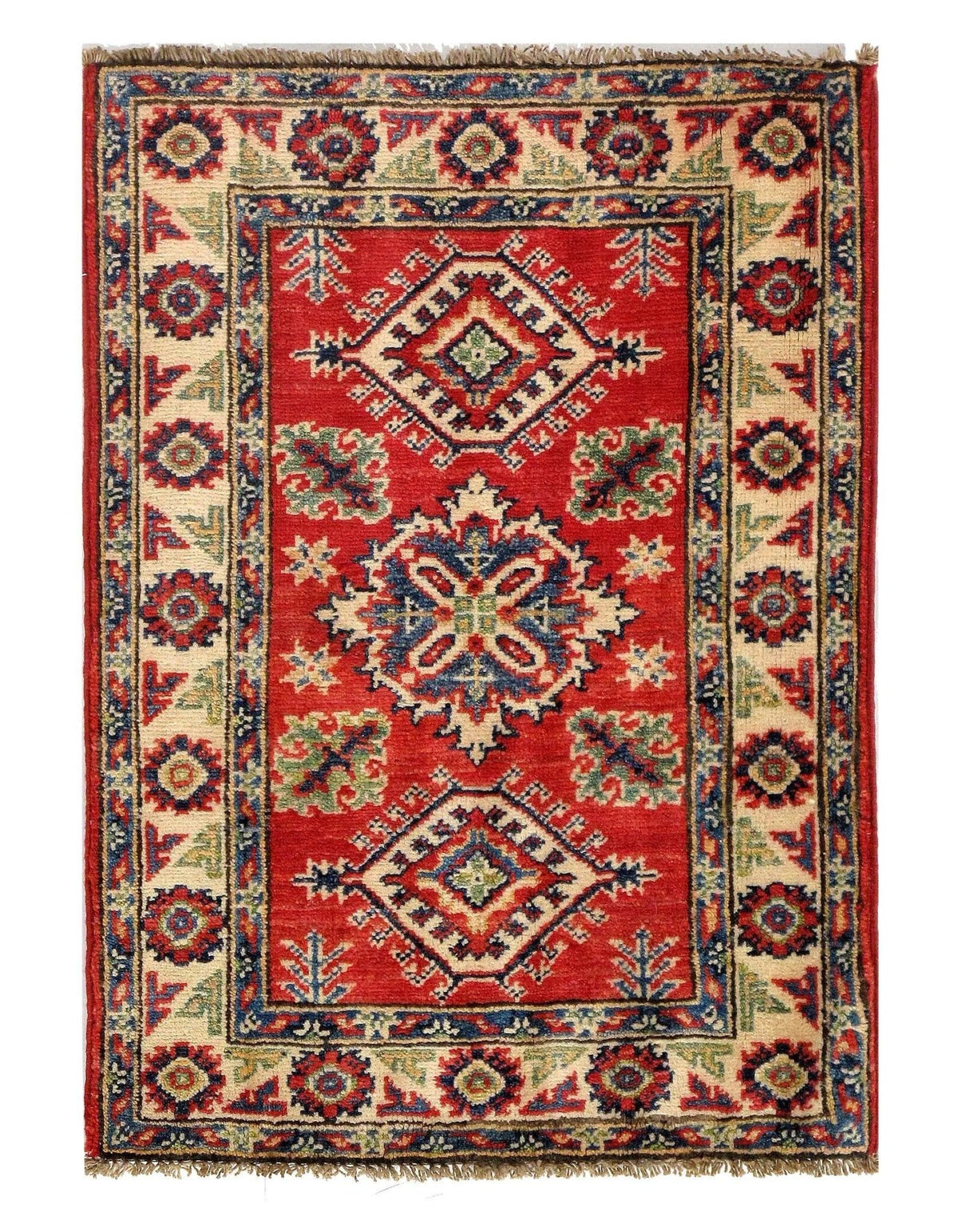 Canvello Contemporary Pak Kazak Alfombra de lana de cordero - 2' x 3'