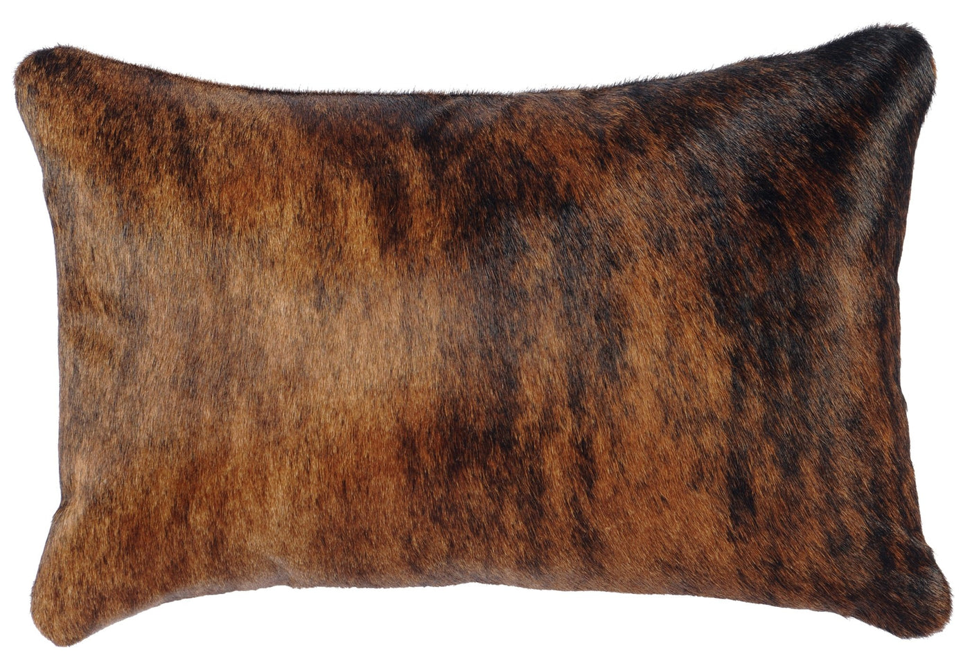 Canvello Dark Brindle Leather Pillow - Fabric Back - 12"x18" - Canvello