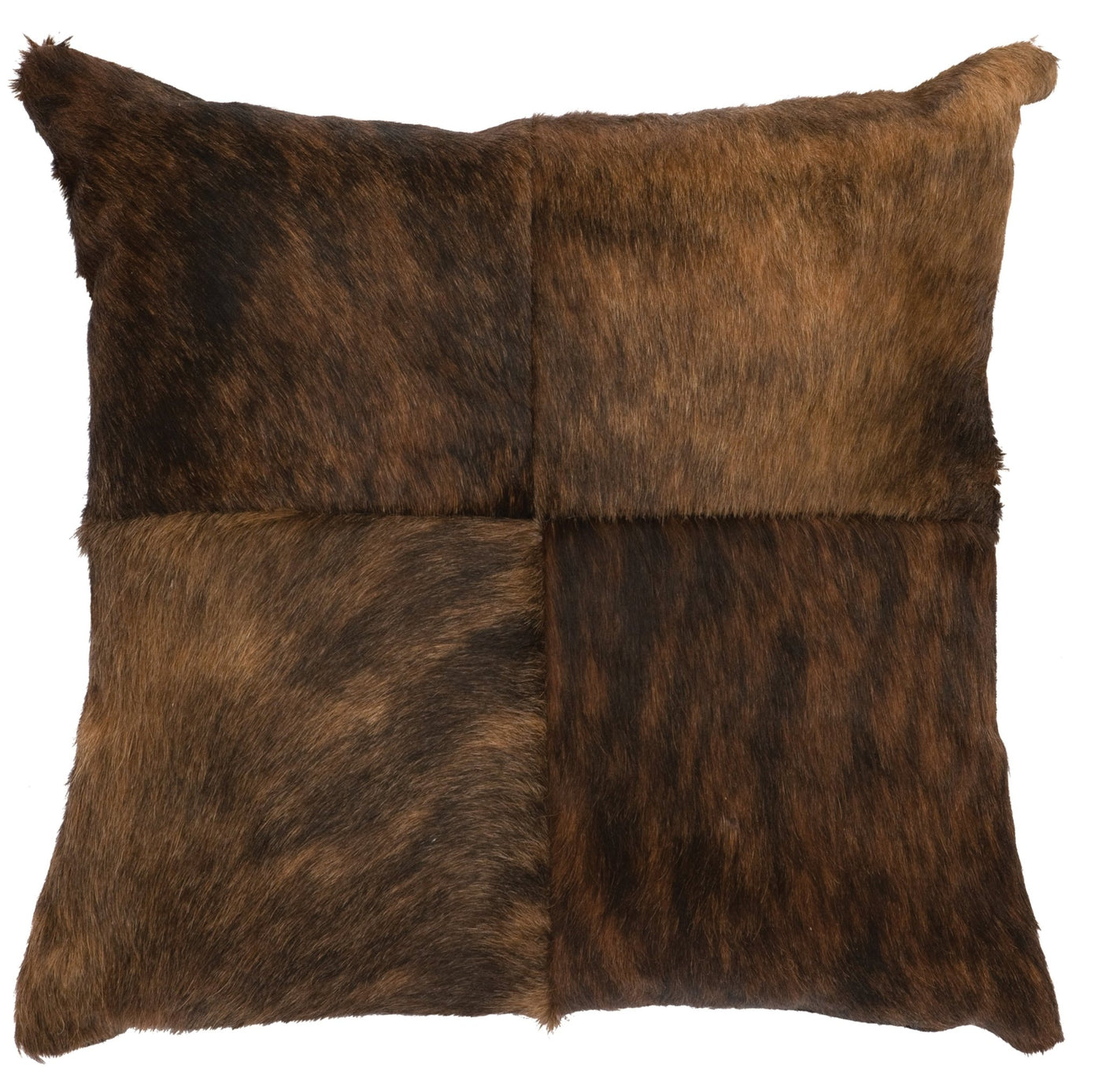 Canvello Dark Brindle Leather Pillow - Fabric Back - 16" x 16" - Canvello