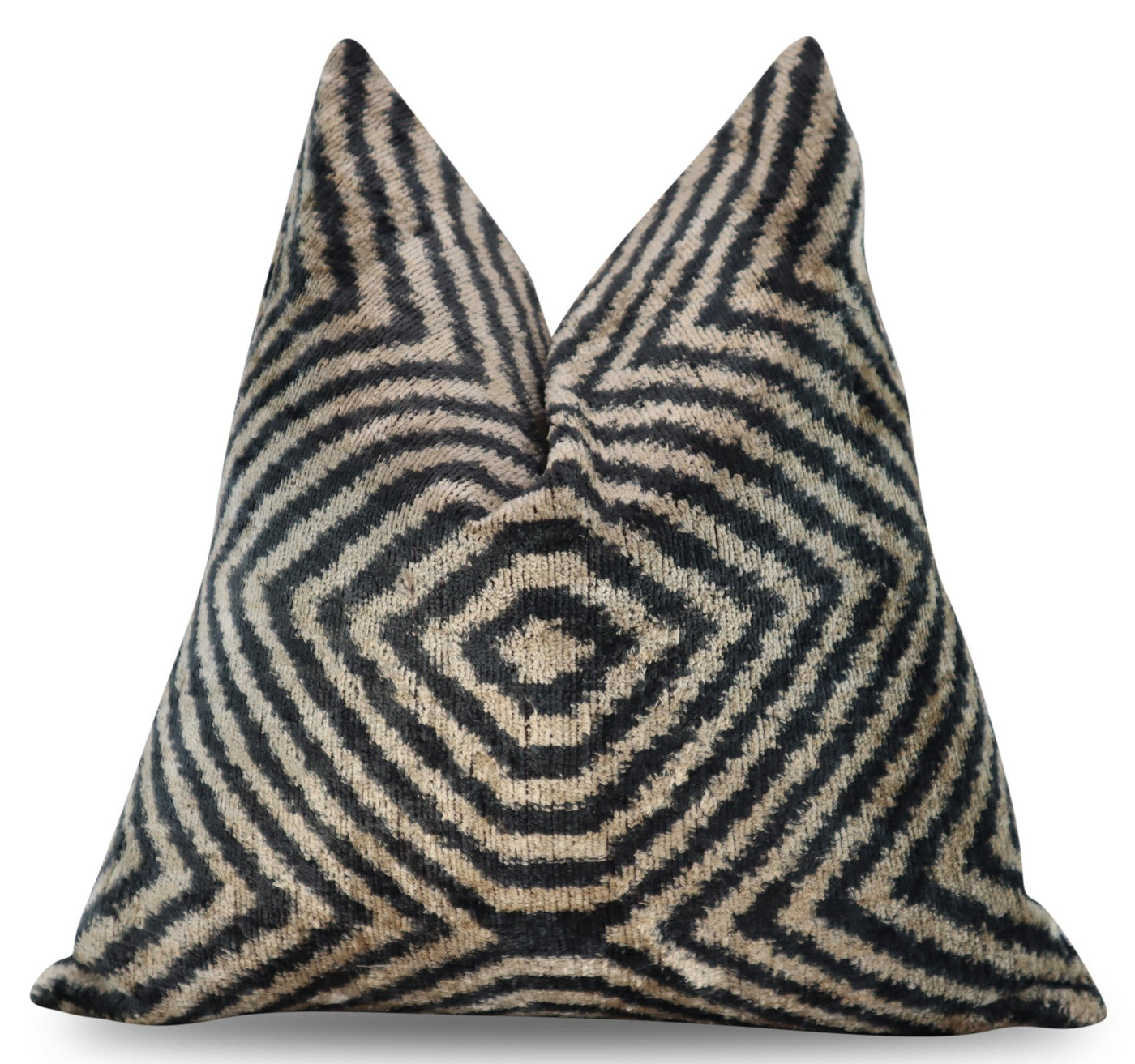 Canvello Decorative Black Ivory Chevron Throw Pillow Down Feather Filled - 16x16 in - Canvello