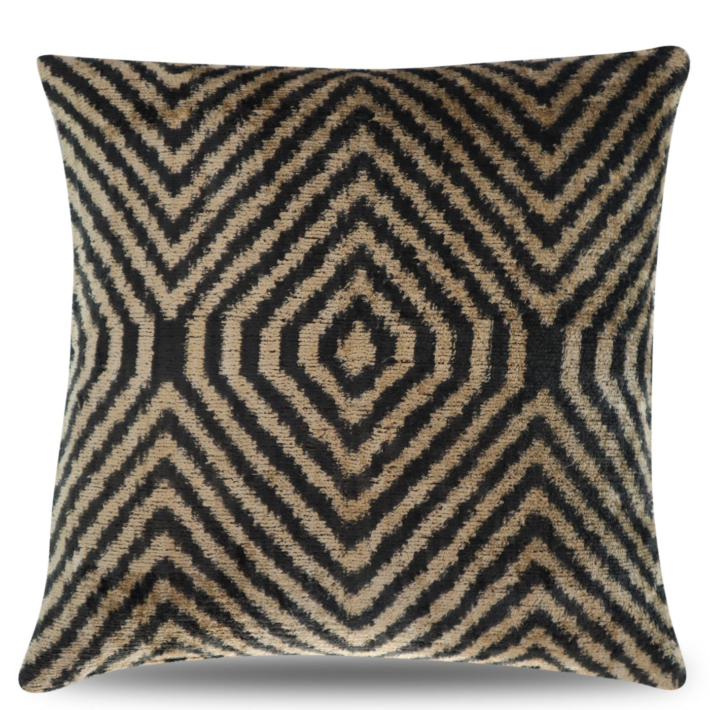 Canvello Decorative Black Ivory Chevron Throw Pillow Down Feather Filled - 16x16 in - Canvello