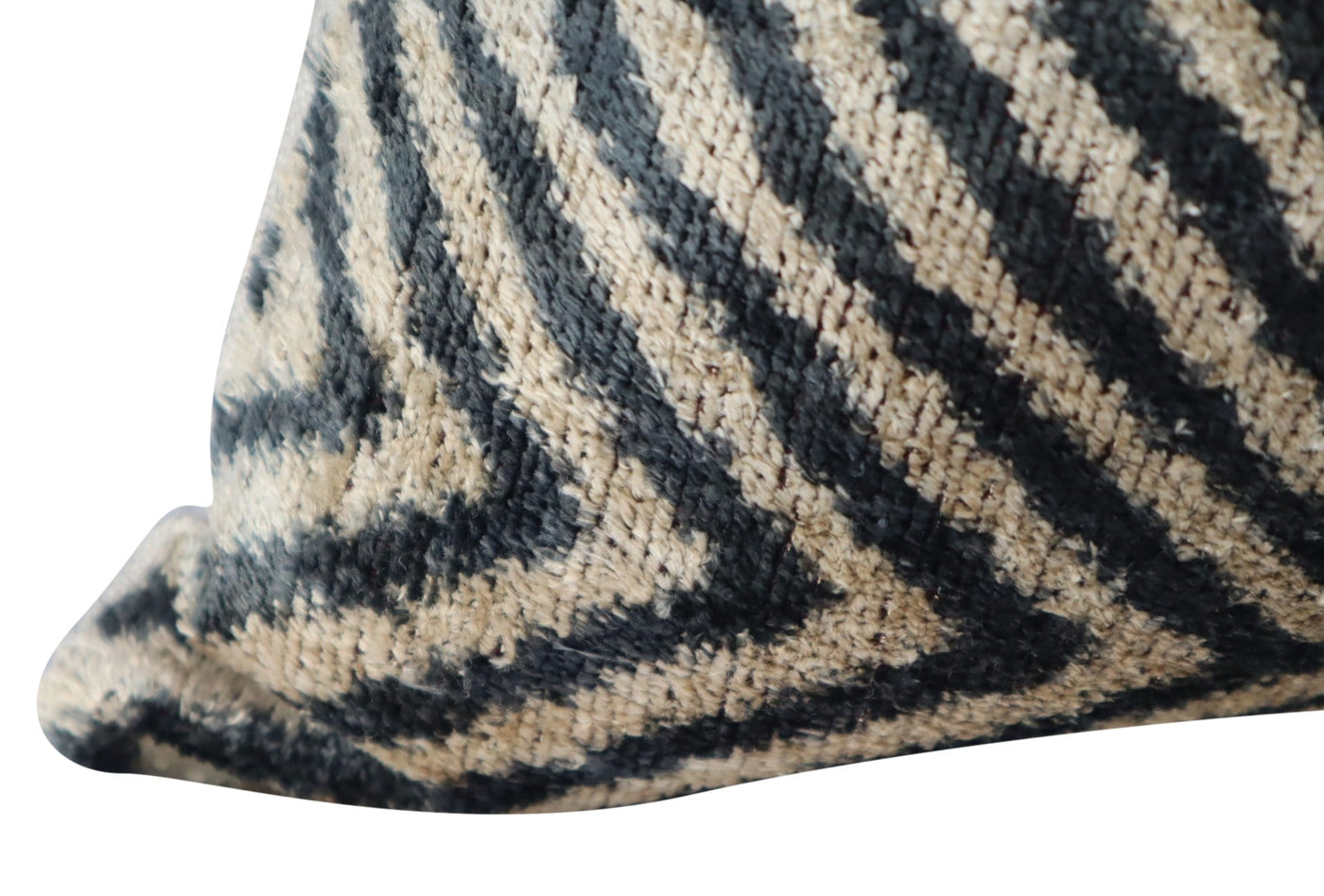 Canvello Decorative Black Ivory Chevron Throw Pillow Down Feather Filled - 16x16 in - Canvello