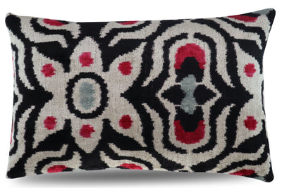 Canvello Decorative Black White Red Geometric Throw Pillow Down Feather Filled - 16x24 in - Canvello