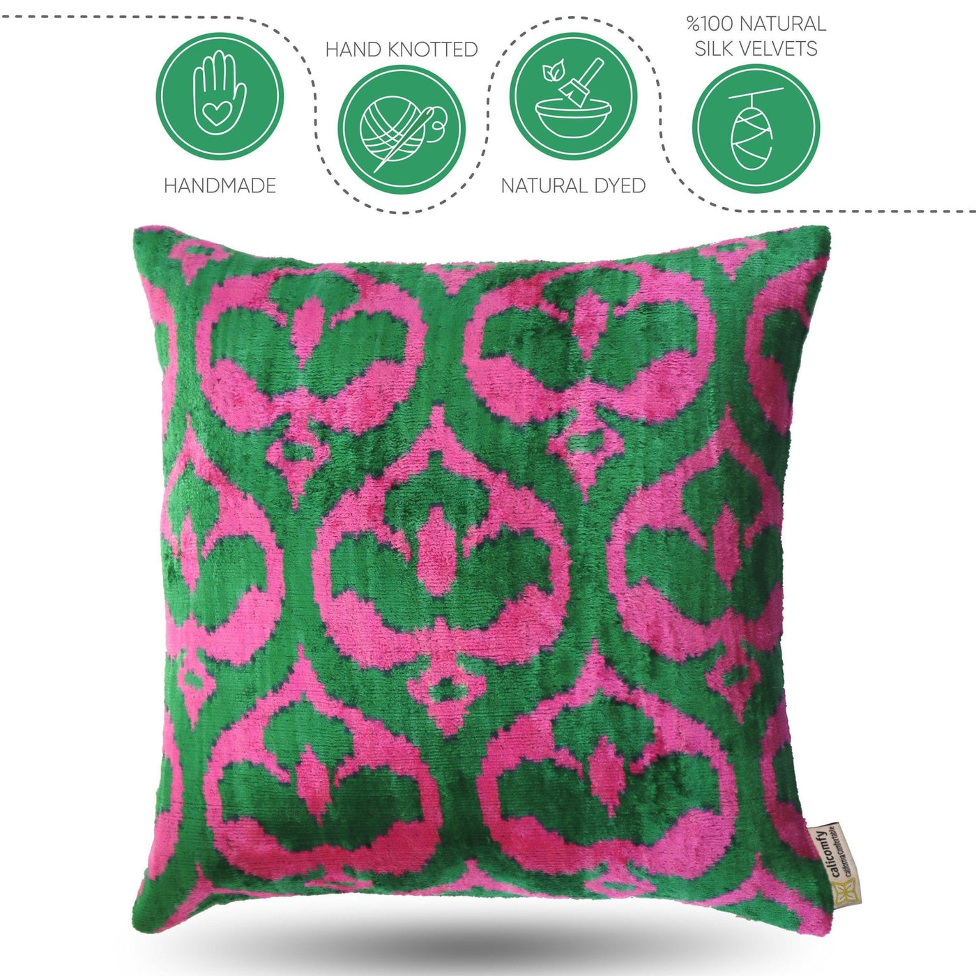 Canvello Decorative Green Pink Pillows For Couch with Down Insert - 18x18 in - Canvello