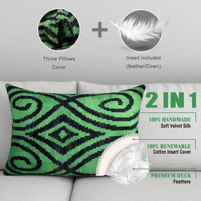 Canvello Decorative Green Throw Pillows for Couch - 16x24 in