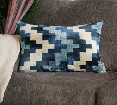 Canvello Decorative Navy Blue Throw Pillow Down Filled - 16x24 in - Canvello