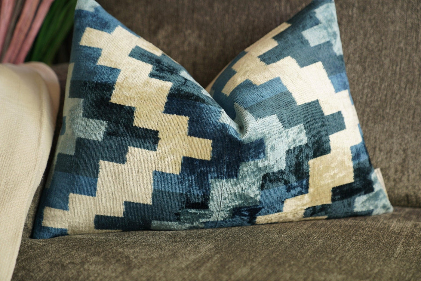 Canvello Decorative Navy Blue Throw Pillow Down Filled - 16x24 in - Canvello