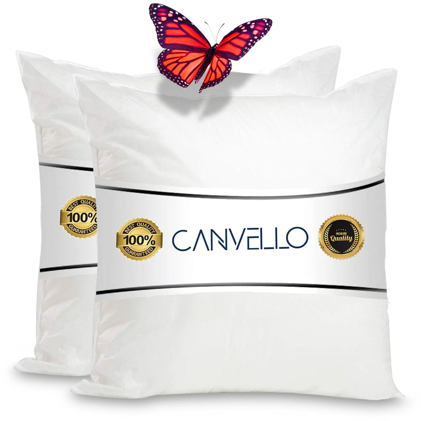 Canvello Decorative Pillow inserts , Throw Pillow Insert Down - Feather fill for extra fluff with 233 thread count - 100% cotton cover - Quality Checked in U.S.A - Canvello