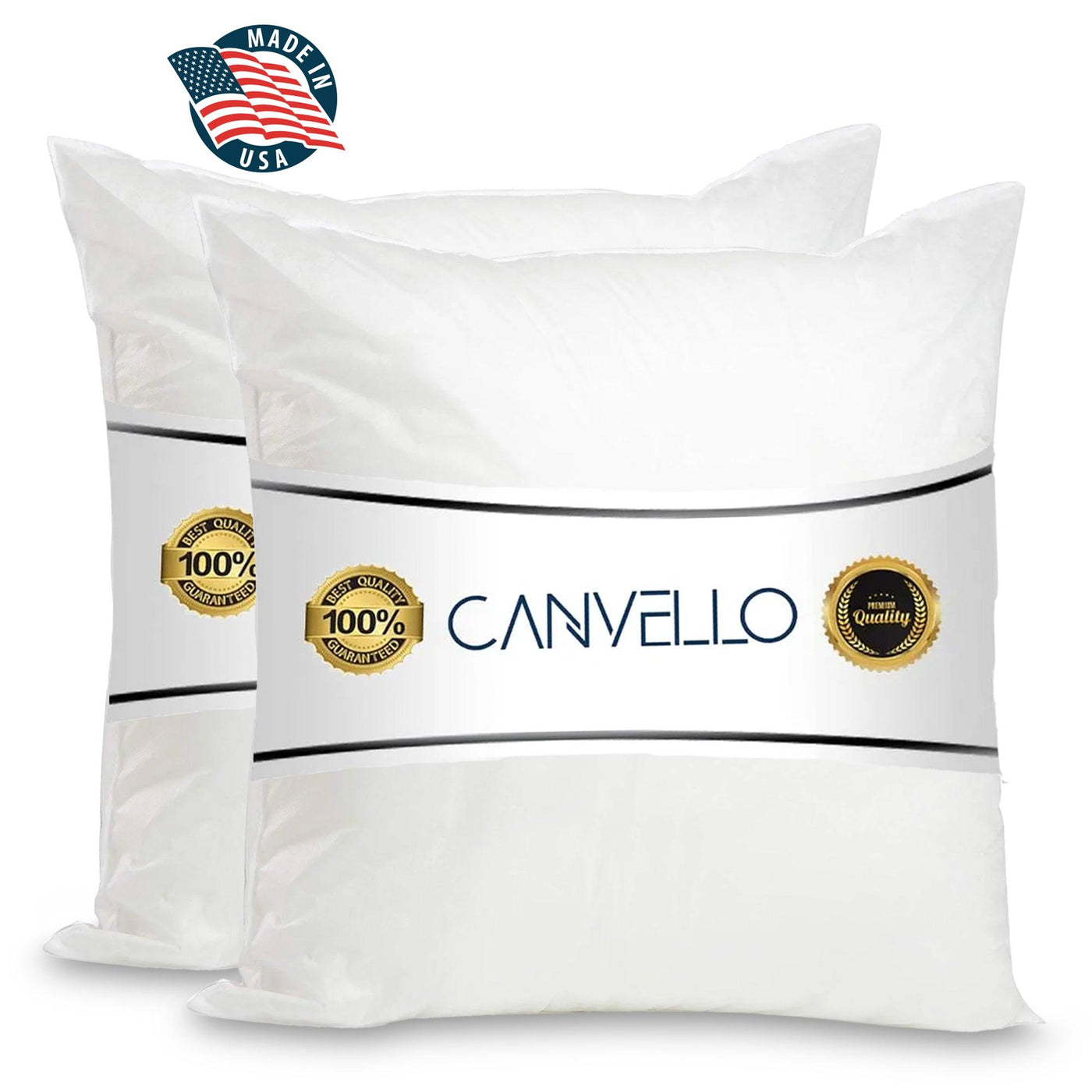 Canvello Decorative Pillow inserts , Throw Pillow Insert Down - Feather fill for extra fluff with 233 thread count - 100% cotton cover - Quality Checked in U.S.A - Canvello