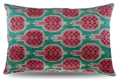 Canvello Decorative Pink Green Pomegranate Pattern Geometric Throw Pillow Down Feather Filled - 16x24 in - Canvello