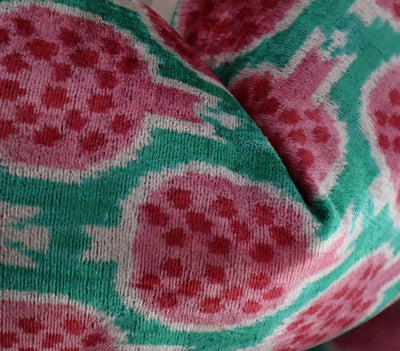 Canvello Decorative Pink Green Pomegranate Pattern Geometric Throw Pillow Down Feather Filled - 16x24 in - Canvello