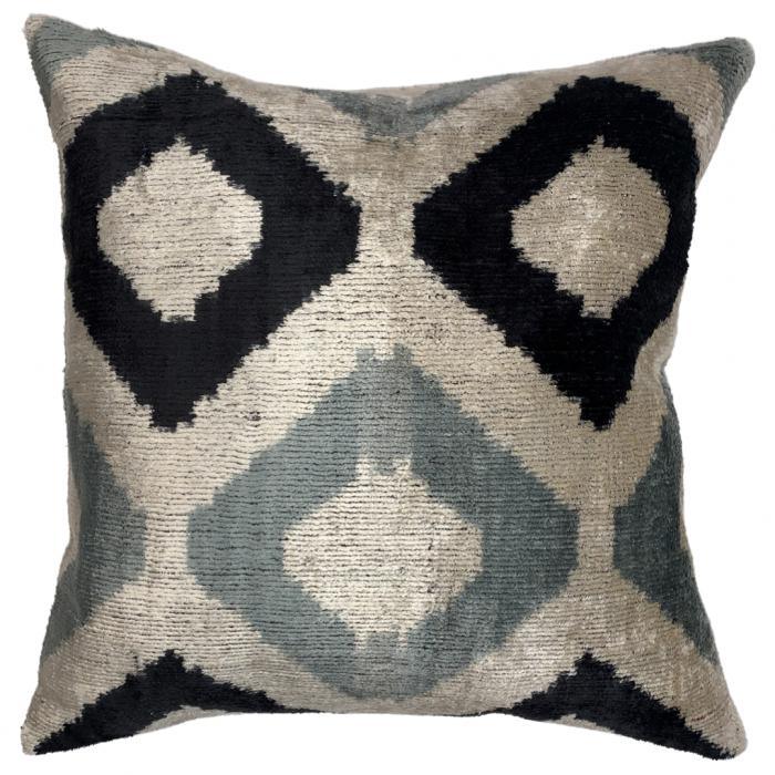 Canvello Decorative Throw Velvet Ikat Pillow - 16'' X 16'' - Canvello