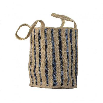 Canvello Denim and Jute Storage Tote Basket - Canvello