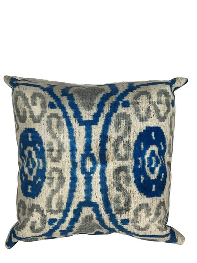 Wool Blue Silk ikat Pillow | Wool Blue ikat Pillow | Canvello