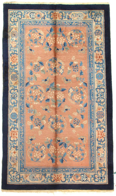 Canvello Early 20th Century Antique Chinese Peking Hand - Knotted Rug for Living Room Aesthetic - 4′ × 7′ - Canvello