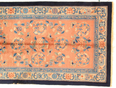 Early 20th Century Antique Chinese Peking Hand-Knotted Rug for Living Room Aesthetic- 4′ × 7′