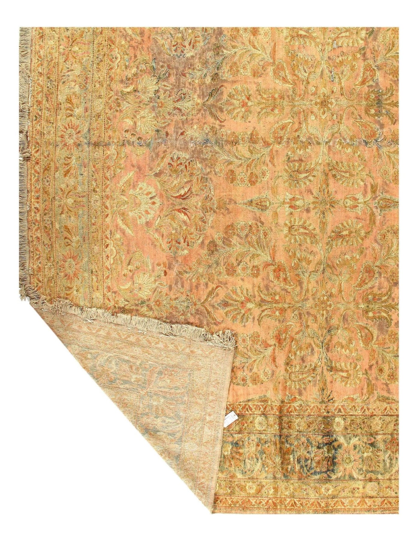 Canvello Early 20th Century Silkroad Lilian Tan Rug - 12'6" x 19'8" - Canvello