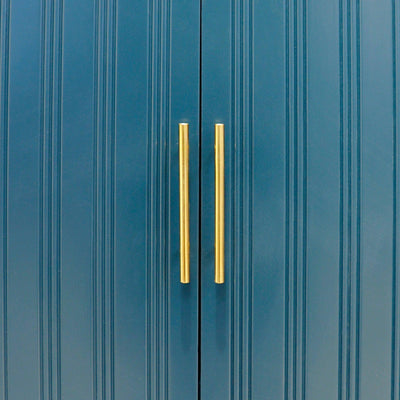 Canvello Edgar Teal Sideboard, 4 Doors, 6 Shelf & Gold Polished Metal Frame