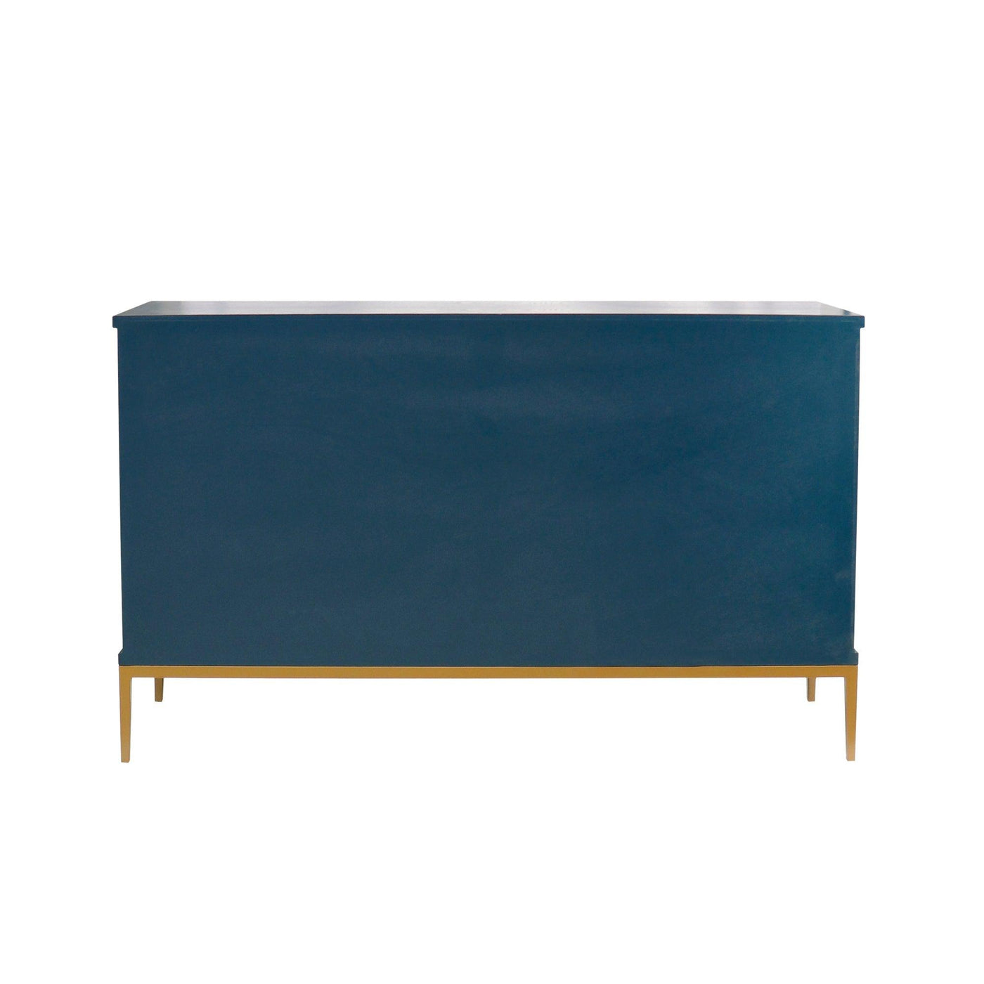 Canvello Edgar Teal Sideboard, 4 Doors, 6 Shelf & Gold Polished Metal Frame - Canvello