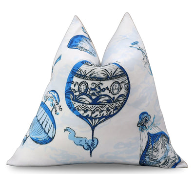 Canvello Elegance in Bloom Blue Print Silk Throw Pillow - Canvello