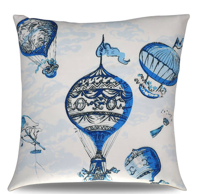 Canvello Elegance in Bloom Blue Print Silk Throw Pillow - Canvello