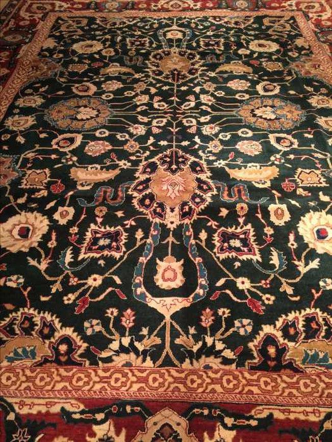 Canvello Emerald Indian Agra Rug - 9'2" X 12'8" - Canvello