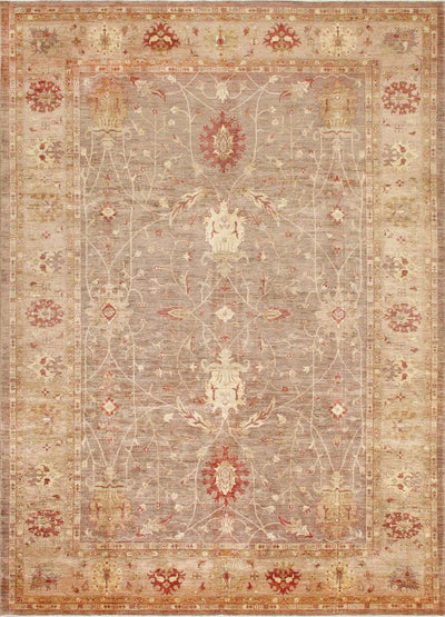 Canvello Farahan Hand-Knotted Lamb's Wool Brown Area Rug- 9' X 12'6"