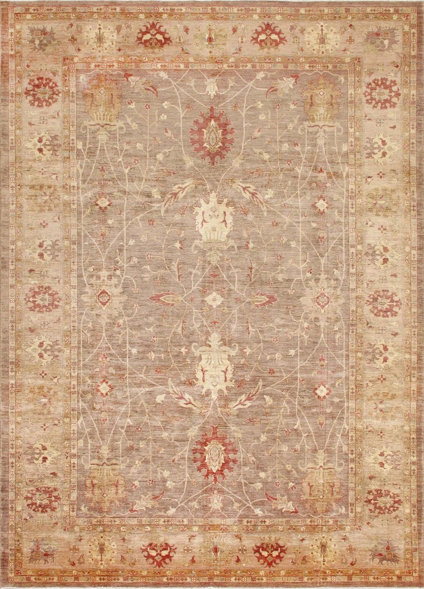 Canvello Farahan Hand - Knotted Lamb's Wool Brown Area Rug - 9' X 12'6" - Canvello