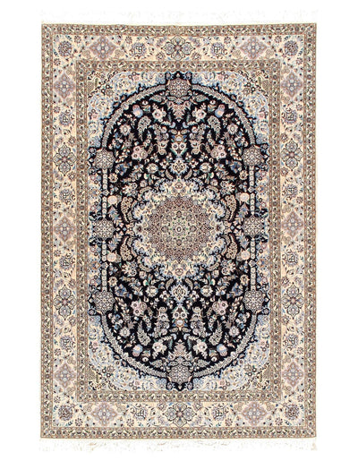 Canvello Fine Habibian Nain Silk & Wool 6L Rug - 5'5" X 8'4" - Canvello