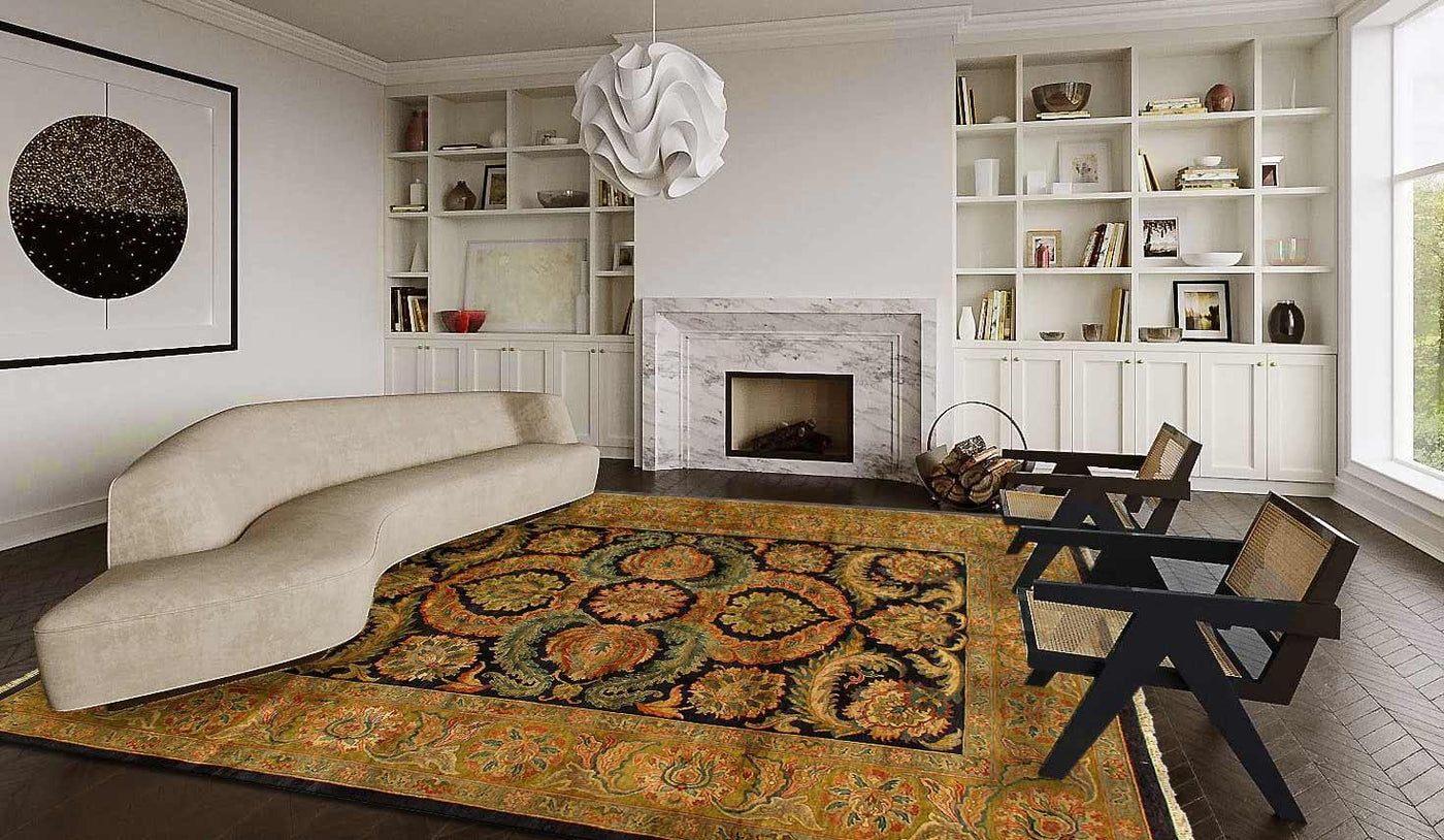 Canvello Fine Hand Knotted Agra Rug - 10' X 13'11'' - Canvello