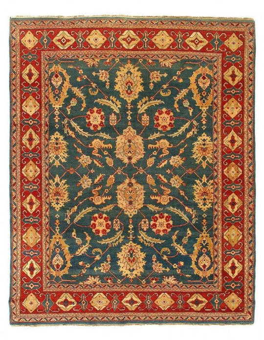 Alfombra de lana kazaka caucásica antigua del siglo XVIII para sala de estar - 3'7'' X 7'5''