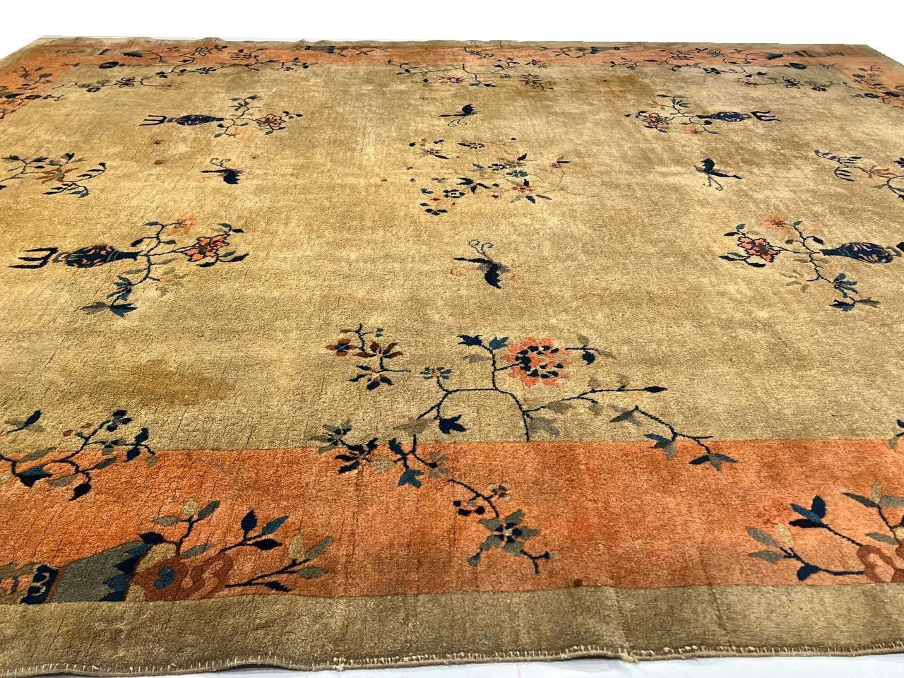 Canvello Fine Hand Knotted Antique Chinese Art Deco Rug - 8'9'' X 11'5'' - Canvello